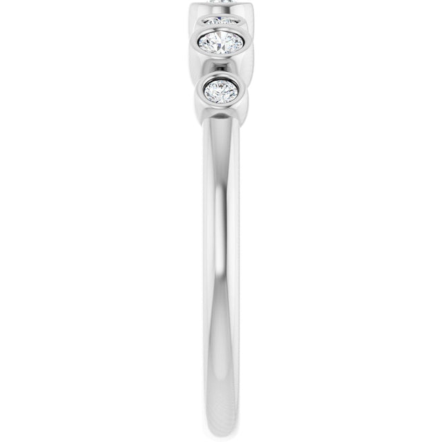 14K Gold Round Natural Diamond Bezel-Set Ring – 2.25mm Stones - White Gold - view 9