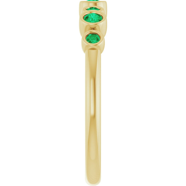 14K Gold Round Natural Emerald Bezel-Set Ring - Yellow Gold - view 9
