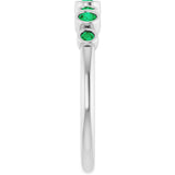 Platinum Round Lab-Grown Emerald Bezel-Set Ring - view 15