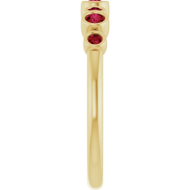 14K Gold Round Natural Ruby Bezel-Set Ring - Yellow Gold - view 9