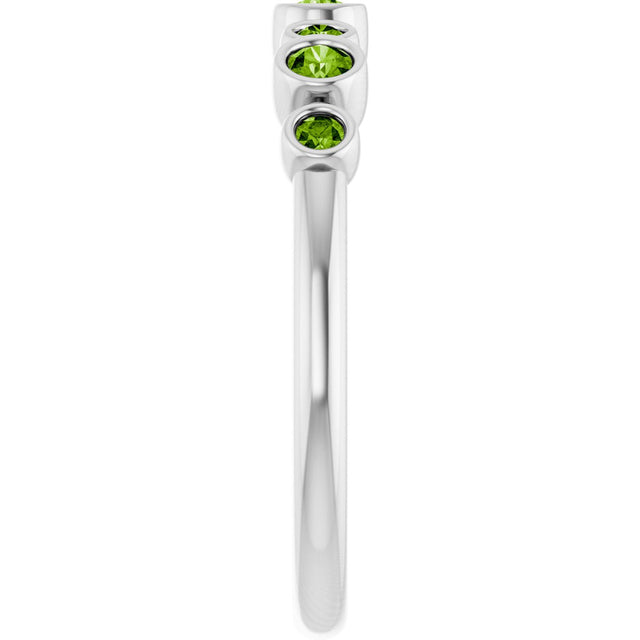 Platinum Round Natural Peridot Bezel-Set Ring - view 9