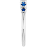 Platinum Round Natural Blue Sapphire Bezel-Set Ring - view 9