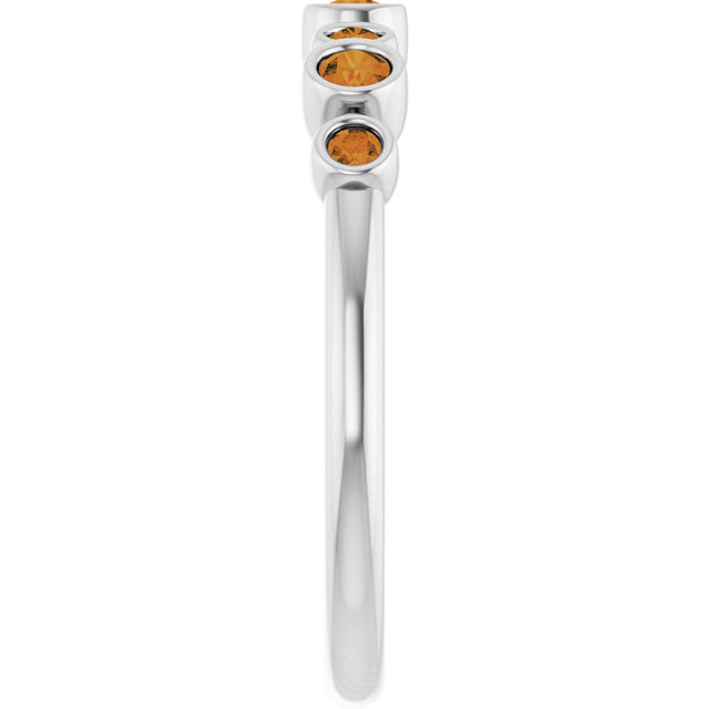 Platinum Round Natural Citrine Bezel-Set Ring - view 9