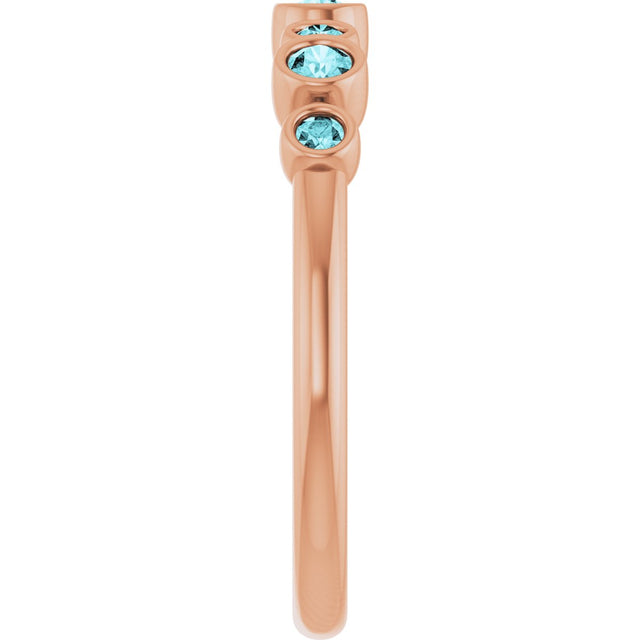 14K Gold Round Natural Blue Zircon Bezel-Set Ring - Rose Gold - view 9