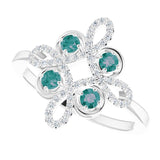 Platinum Round Natural Alexandrite Clover Ring – 2.5mm Stones - view 10
