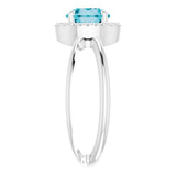 14K Gold Round Natural London Blue Topaz & Natural Diamond Halo-Style Ring – 7mm Stones - White Gold - view 4