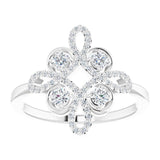 Platinum Round Natural Diamond Clover Ring – 2.5mm Stones - view 8