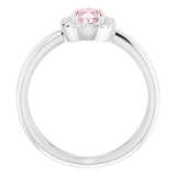 Platinum Oval Natural Pink Morganite & Natural Diamond Halo-Style Ring – 7x5mm - view 2