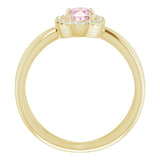 14K Gold Oval Natural Pink Morganite & Natural Diamond Halo-Style Ring II - Yellow Gold - view 2