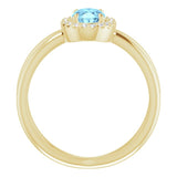 14K Gold Oval Natural Aquamarine & Natural Diamond Halo-Style Ring – 8x6mm - Yellow Gold - view 2