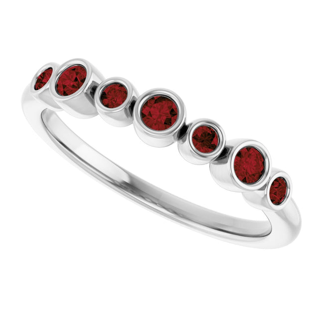 14K Gold Round Natural Mozambique Garnet Bezel-Set Ring - White Gold - view 10