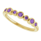 14K Gold Round Natural Amethyst Bezel-Set Ring - Yellow Gold - view 10