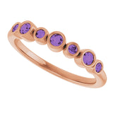 14K Gold Round Natural Amethyst Bezel-Set Ring - Rose Gold - view 10