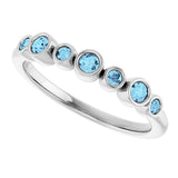 14K Gold Round Natural Aquamarine Bezel-Set Ring - White Gold - view 10