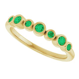 14K Gold Round Natural Emerald Bezel-Set Ring - Yellow Gold - view 10