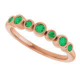 14K Gold Round Natural Emerald Bezel-Set Ring - Rose Gold - view 10