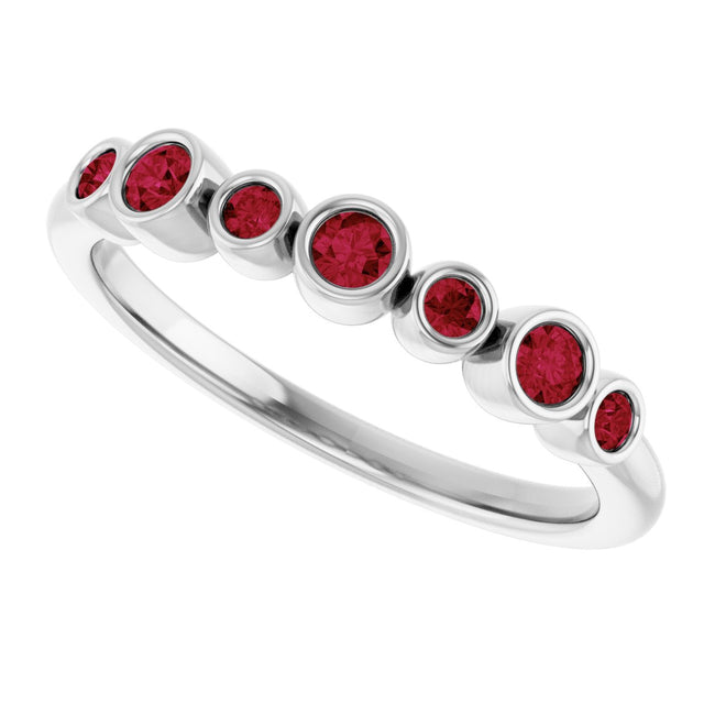 14K Gold Round Natural Ruby Bezel-Set Ring - White Gold - view 10
