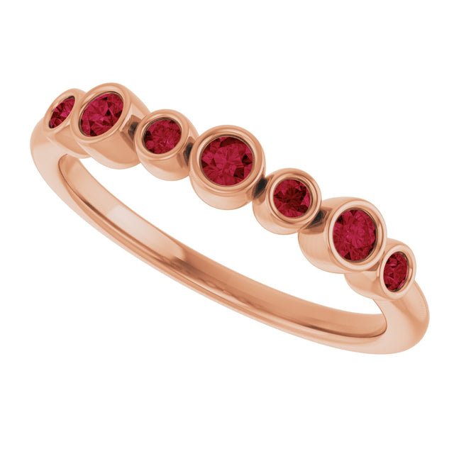 14K Gold Round Lab-Grown Ruby Bezel-Set Ring - Rose Gold - view 10