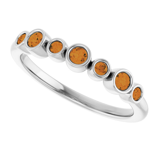 Platinum Round Natural Citrine Bezel-Set Ring - view 10