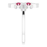 Platinum Round Natural Ruby Clover Ring – 2.5mm Stones - view 9