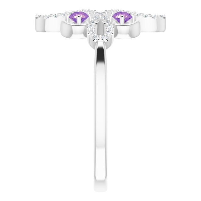 Platinum Round Natural Amethyst Clover Ring – 2.5mm Stones - view 9