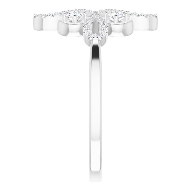 Platinum Round Natural Diamond Clover Ring – 2.5mm Stones - view 9