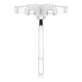 14K Gold Round Natural Diamond Clover Ring – 2.5mm Stones - White Gold - view 9