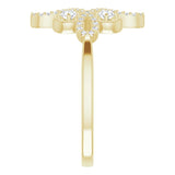 14K Gold Round Natural Diamond Clover Ring – 2.5mm Stones - Yellow Gold - view 9