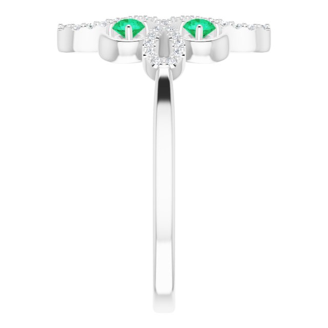 Platinum Round Natural Emerald Clover Ring – 2.5mm Stones - view 9
