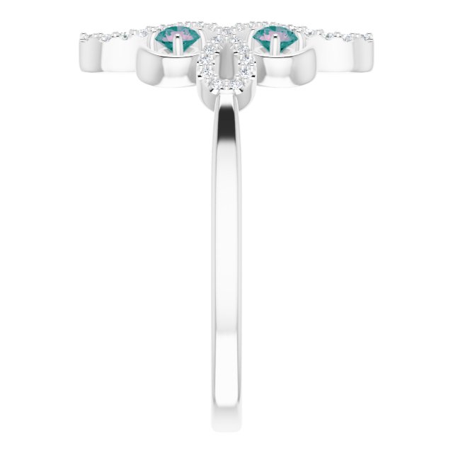Platinum Round Natural Alexandrite Clover Ring – 2.5mm Stones - view 9