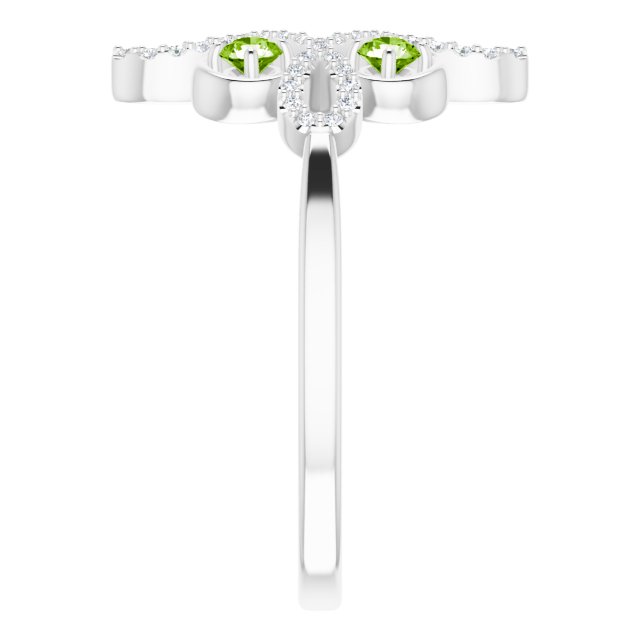 Platinum Round Natural Peridot Clover Ring – 2.5mm Stones - view 9