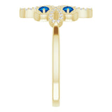 14K Gold Round Natural Blue Sapphire Clover Ring – 2.5mm Stones - Yellow Gold - view 9
