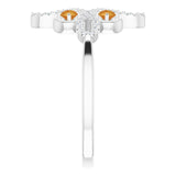 14K Gold Round Natural Citrine Clover Ring – 2.5mm Stones - White Gold - view 9