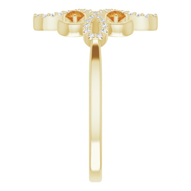 14K Gold Round Natural Citrine Clover Ring – 2.5mm Stones - Yellow Gold - view 9