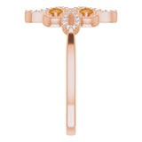14K Gold Round Natural Citrine Clover Ring – 2.5mm Stones - Rose Gold - view 9