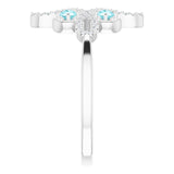 Platinum Round Natural Blue Zircon Clover Ring – 2.5mm Stones - view 9
