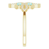 14K Gold Round Natural Blue Zircon Clover Ring – 2.5mm Stones - Yellow Gold - view 9