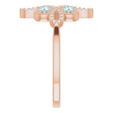 14K Gold Round Natural Blue Zircon Clover Ring – 2.5mm Stones - Rose Gold - view 9