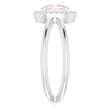 14K Gold Oval Natural Pink Morganite & Natural Diamond Halo-Style Ring II - White Gold - view 4