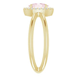 14K Gold Oval Natural Pink Morganite & Natural Diamond Halo-Style Ring II - Yellow Gold - view 4