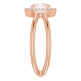 14K Gold Oval Natural Pink Morganite & Natural Diamond Halo-Style Ring II - Rose Gold - view 4