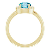 14K Gold Round Natural London Blue Topaz & Natural Diamond Halo-Style Ring – 7mm Stones - Yellow Gold - view 2