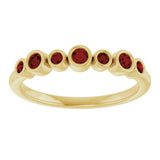 14K Gold Round Natural Mozambique Garnet Bezel-Set Ring - Yellow Gold - view 8