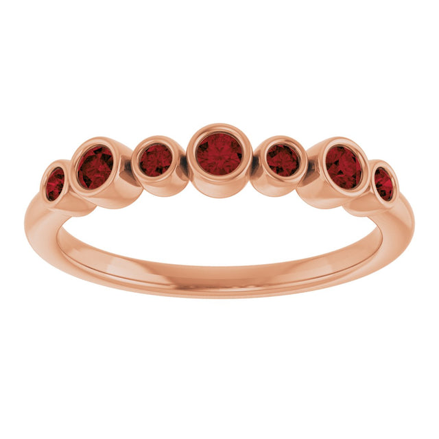 14K Gold Round Natural Mozambique Garnet Bezel-Set Ring - Rose Gold - view 8