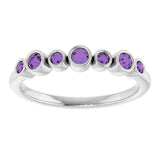 Platinum Round Natural Amethyst Bezel-Set Ring - view 8