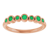 14K Gold Round Natural Emerald Bezel-Set Ring - Rose Gold - view 8