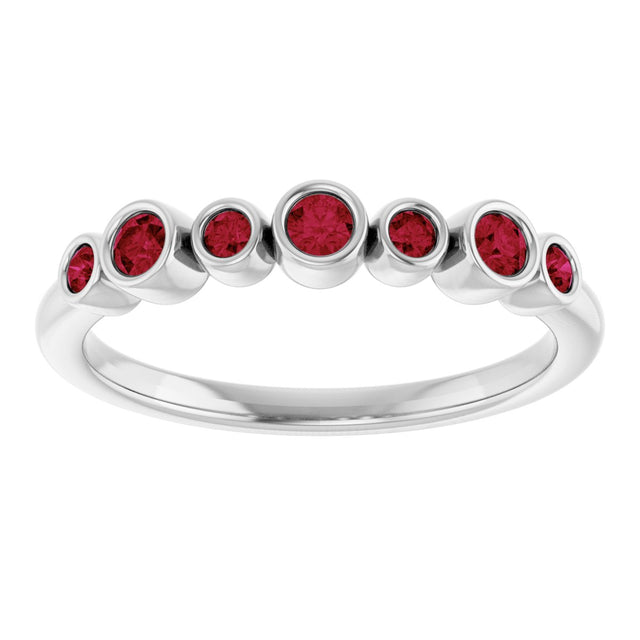 Platinum Round Lab-Grown Ruby Bezel-Set Ring - view 8