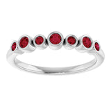 Platinum Round Natural Ruby Bezel-Set Ring - view 8