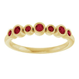 14K Gold Round Natural Ruby Bezel-Set Ring - Yellow Gold - view 8