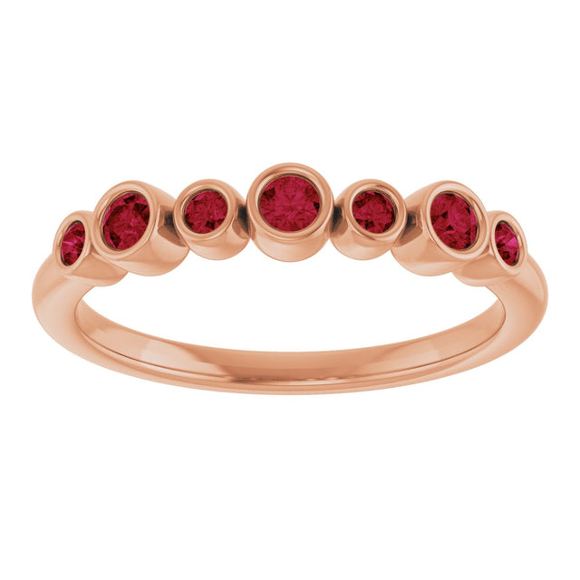 14K Gold Round Natural Ruby Bezel-Set Ring - Rose Gold - view 8